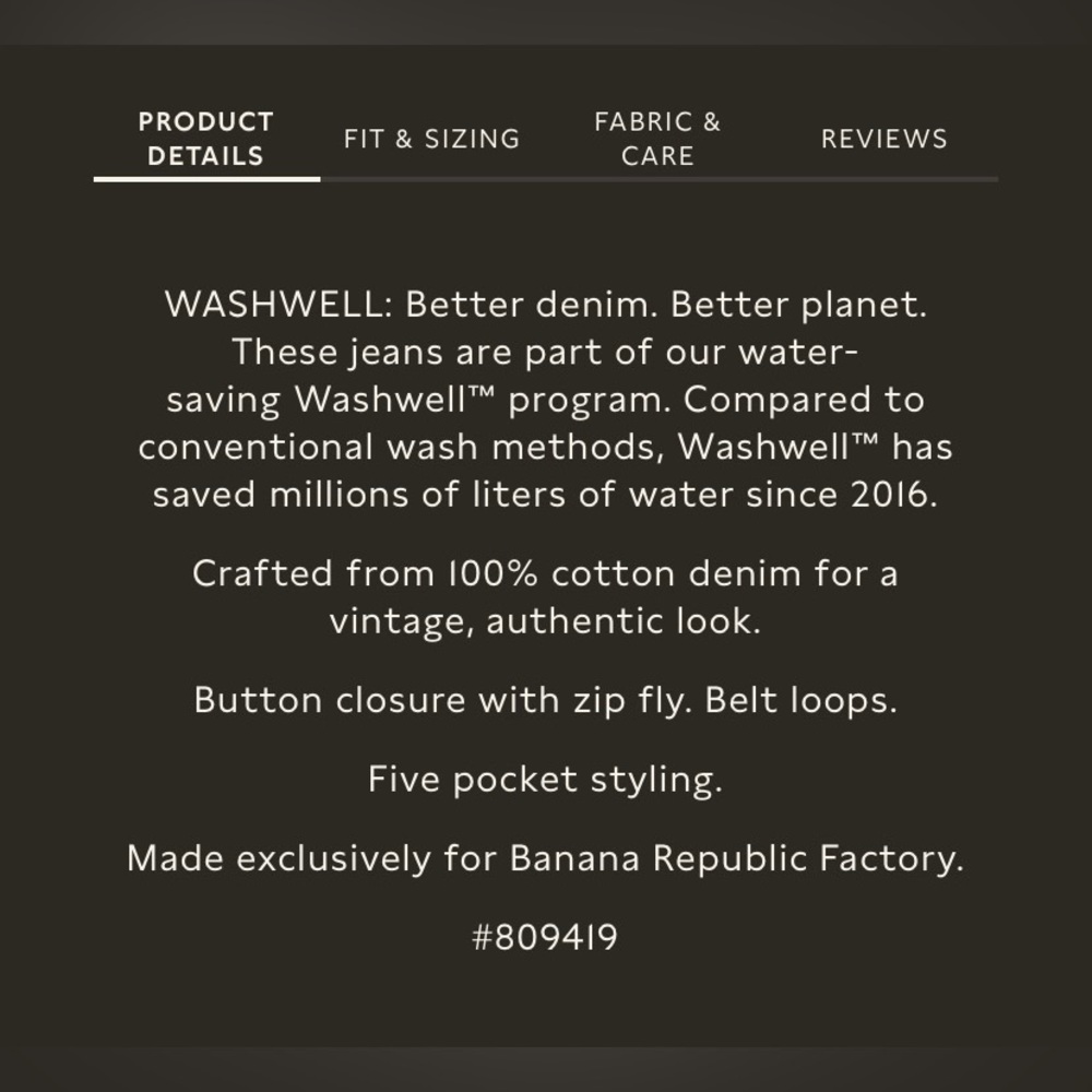 NWT. Banana Republic Factory Curvy Straight Jeans Size 27 - Picture 12 of 14